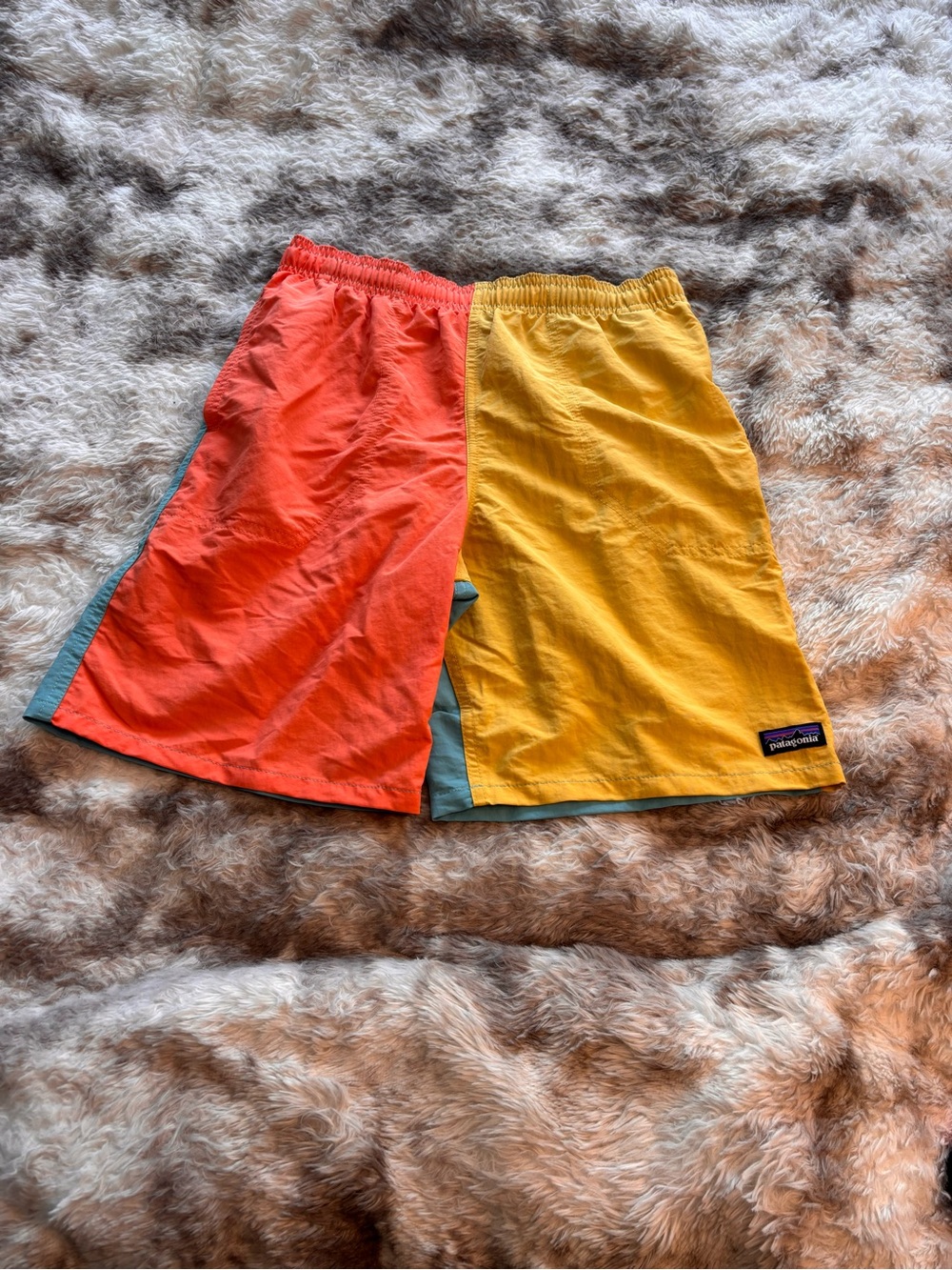 Patagonia Kids Two-Tone Yellow and Orange Shorts